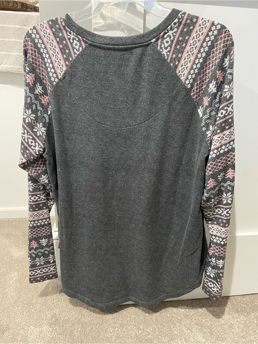 Cuddl Duds Charcoal Black & Pink Fair Isle Pajama Set - Picture 3 of 5